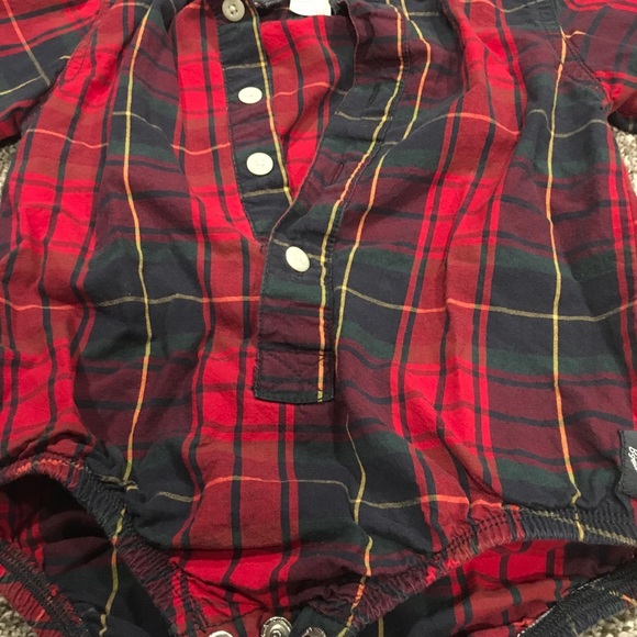 OshKosh plaid button up onesie - Picture 2 of 2